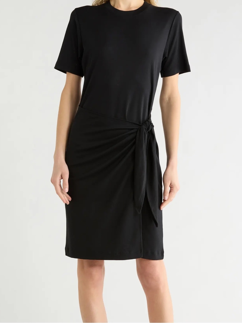 Vince Black Tie-Waist Short Sleeve Dress M EUC